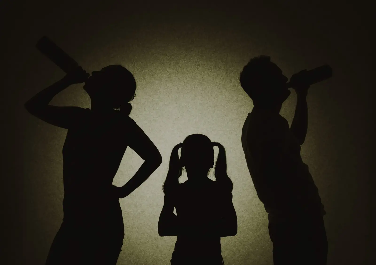 Silhouettes suggesting a late-night altercation