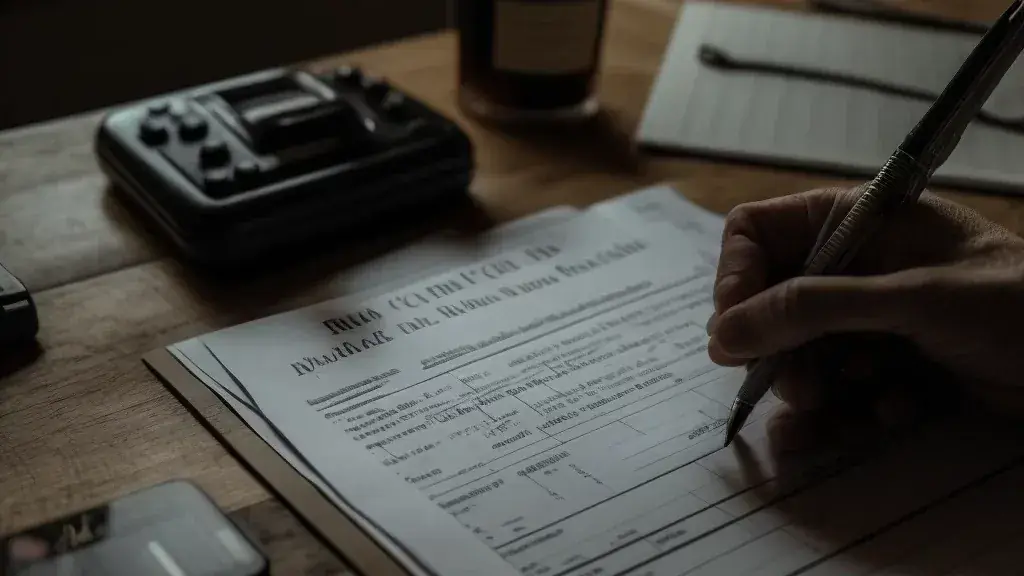 Completing a bail bond information form by hand