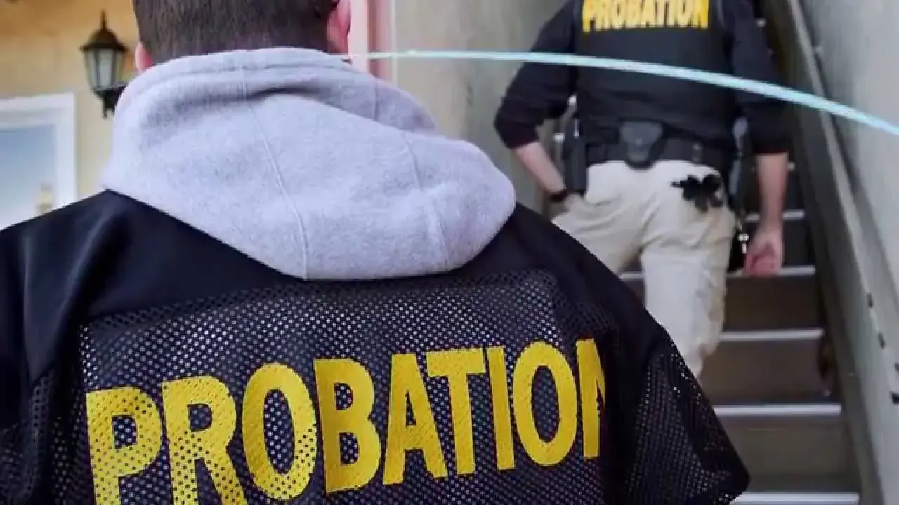 Probation officers escorting a person during a compliance check