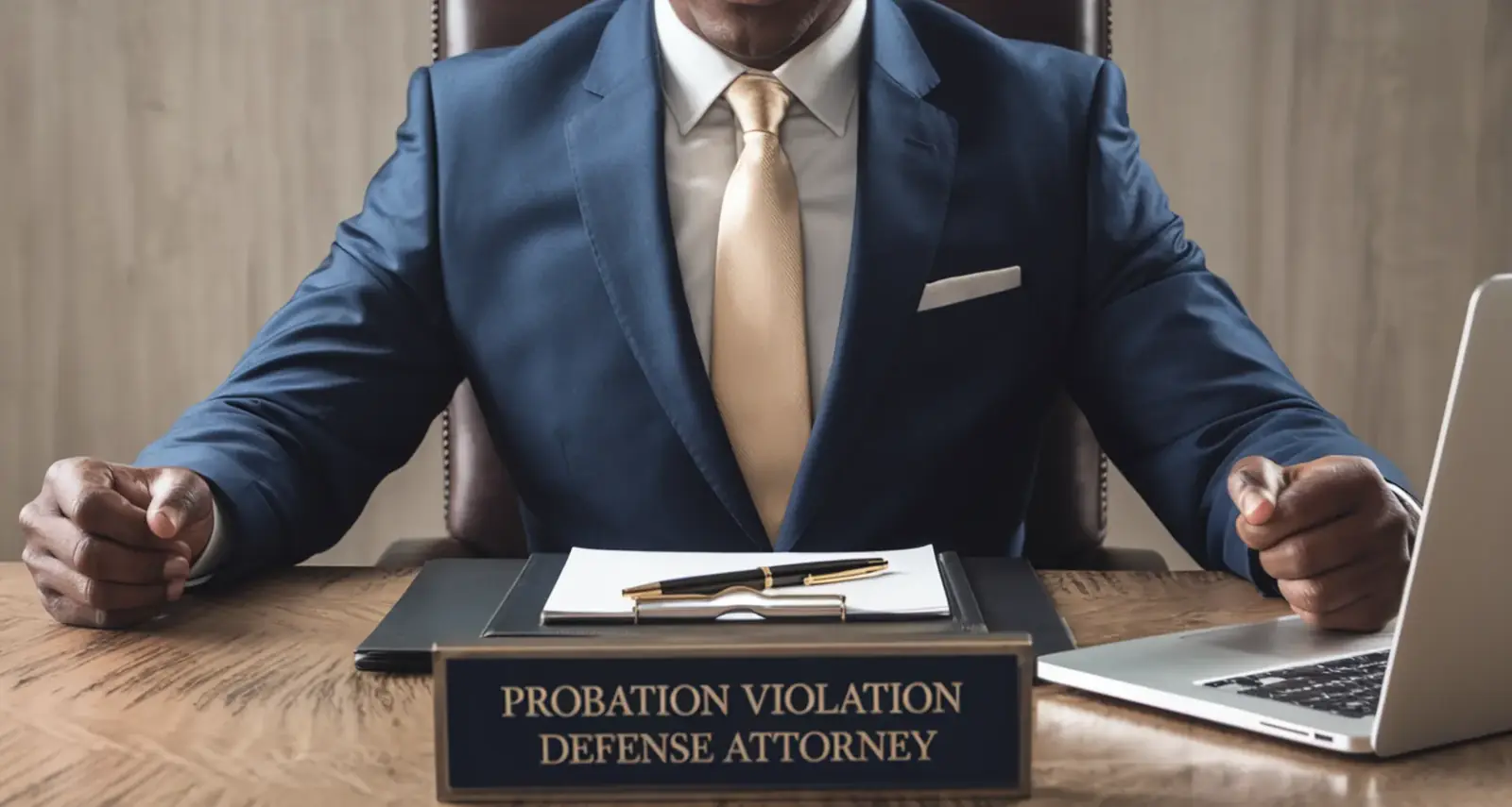 Probation violation defense desk with case paperwork